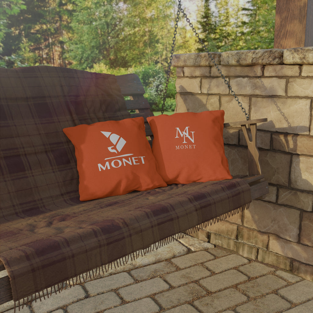 Monet Logo Outdoor Pillow — Waterproof Decorative Patio Cushion