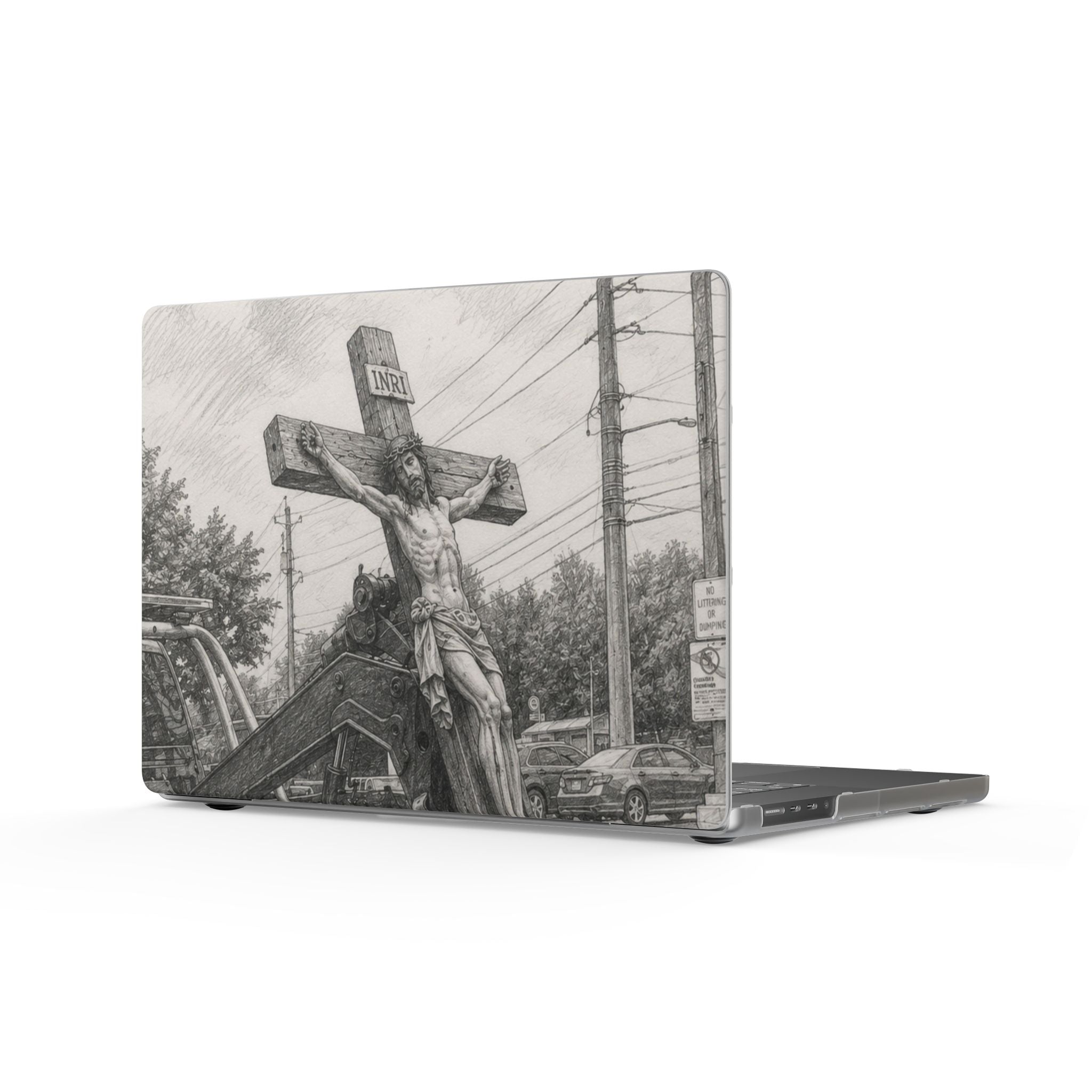 Matte MacBook Case — Vintage Religious Crucifix Illustration