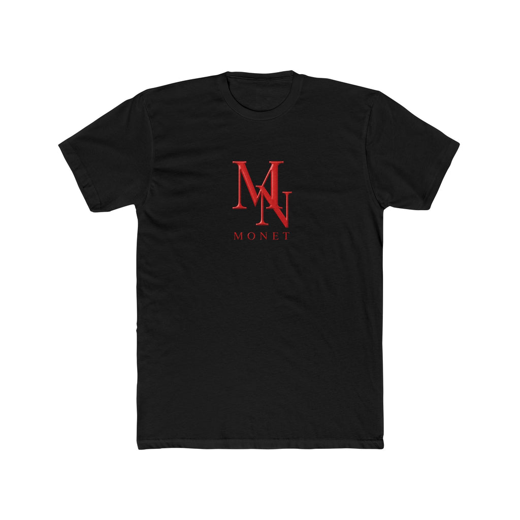 Monet MN Monogram Tee — Minimalist Red Logo Cotton Crew T‑Shirt