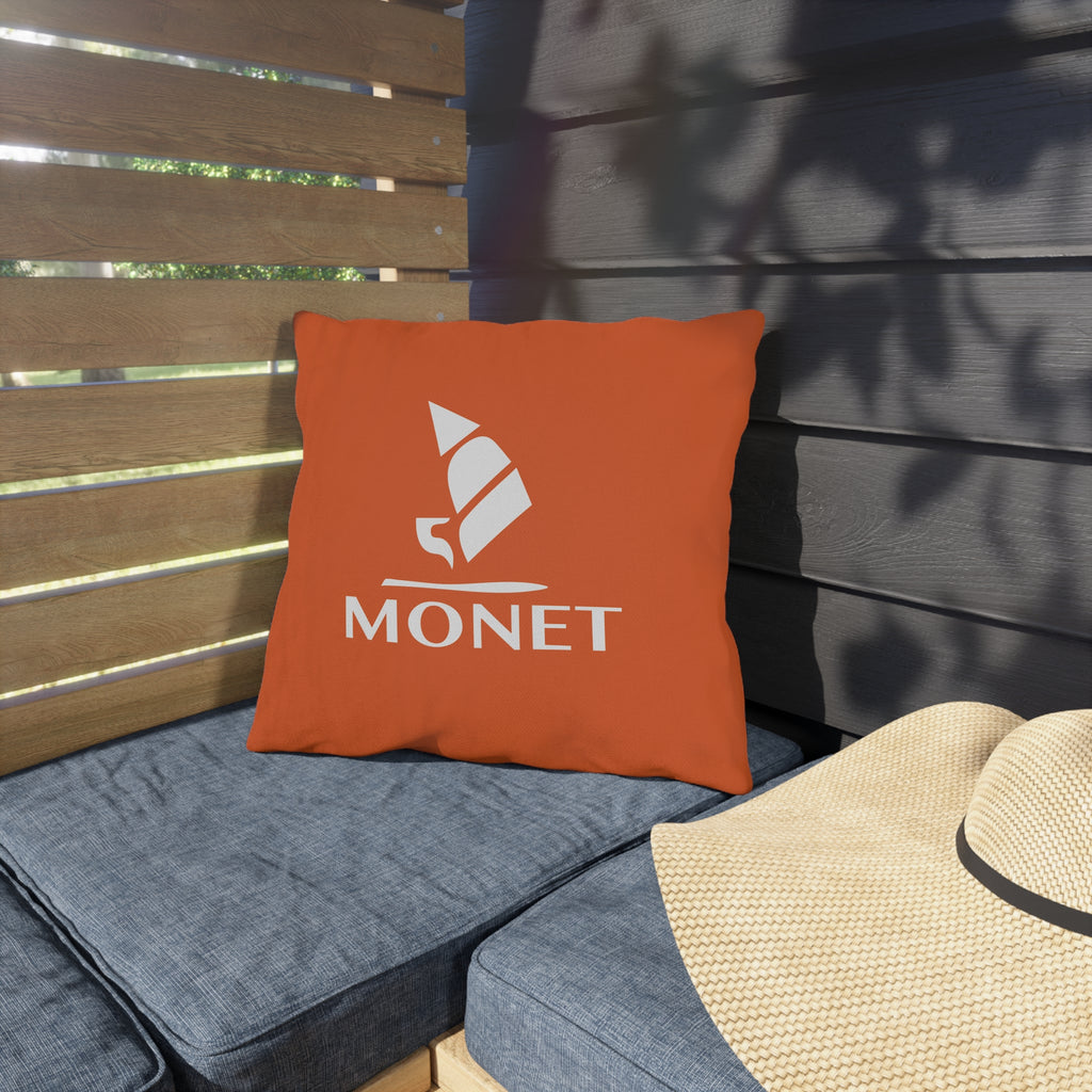 Monet Logo Outdoor Pillow — Waterproof Decorative Patio Cushion