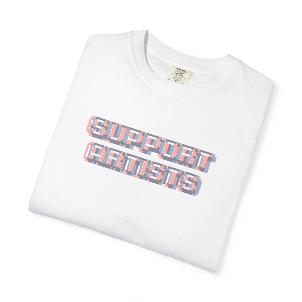 Support Artists T-Shirt — Retro Block Letter Graphic Tee for Creators & Art Lovers