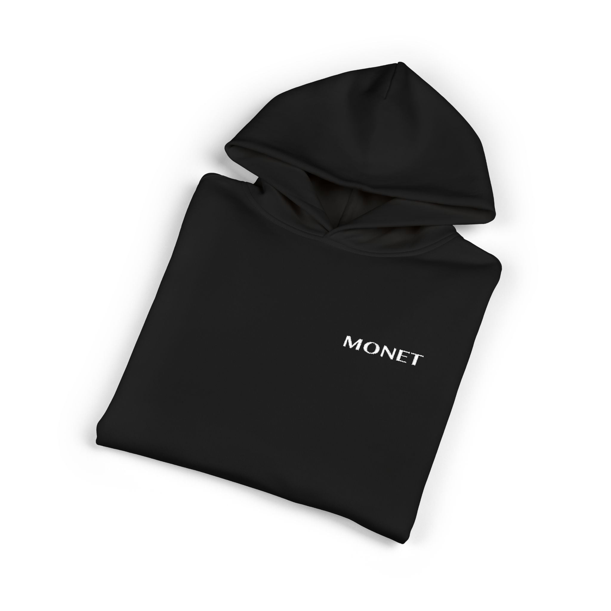 Monet Minimal Logo Hoodie — Relaxed Black Streetwear Pullover