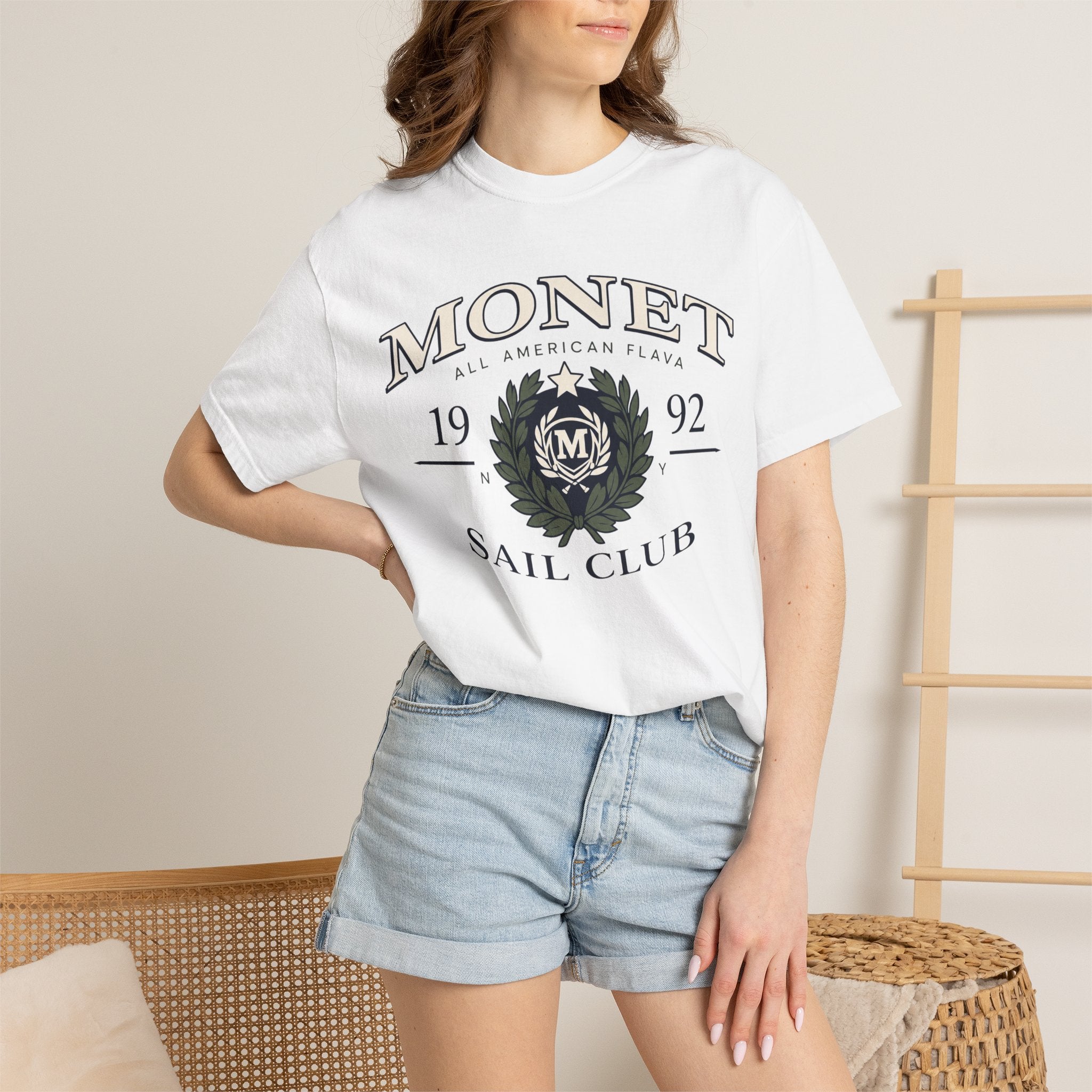 Monet Sail Club T-Shirt — Nautical Crest Graphic Tee (1992)